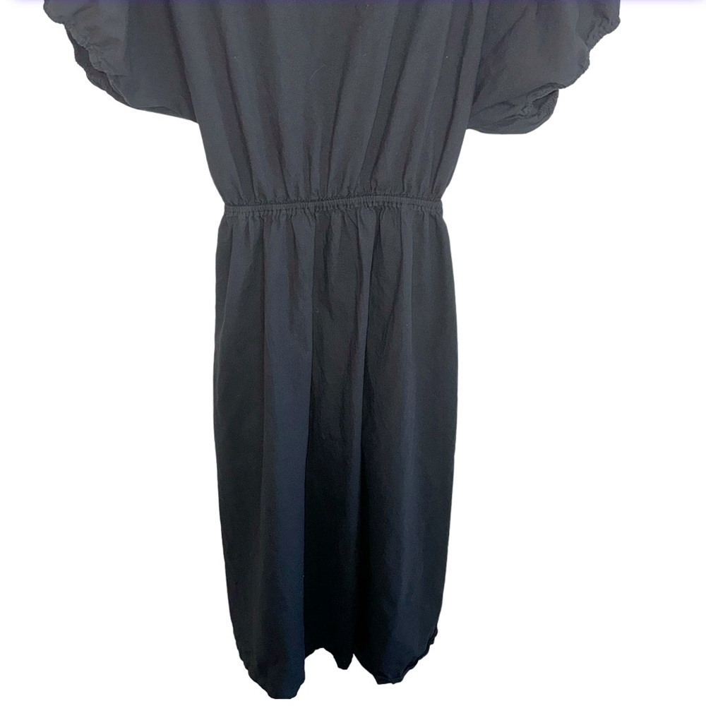 Stateside Black Summer Midi Dress Puff Sleeve Sz Large Coastal Beachy - Picture 7 of 13
